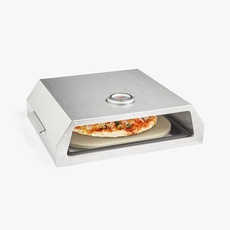 Pizzaofen aus Keramikstein mit schneller Erwärmung, gleichmäßiges Garen, Edelstahlhaube und Pizzaschieber inklusive, für leckere hausgemachte Pizza