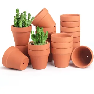 YALiya 20 Stück Terrakotta Topf Mini, Tonpflanztöpfe 3,5 x 3 cm, Blumentöpfe zum Bemalen, Runder Anzuchttöpfe, Mit Abflussloch, für Draußen und Drinnen, für Mama Geschenk Geburtstag