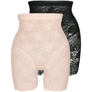 Shapingpants SASSA "Functional Lace", Damen, Gr. 70, schwarz (beige, schwarz), Spitze, Obermaterial: 89% Polyamid, 11% Elasthan, unifarben, körpernah, Unterhosen Shapingpants, mit floraler Spitze, leicht formend, hohe Taille, langes Bein, Topseller