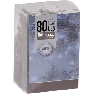 Lichterkette mit 80 LED in kalt weiß mit Timer - 800 cm - Weihnachts Tischlichterkette Deko Innen Beleuchtung