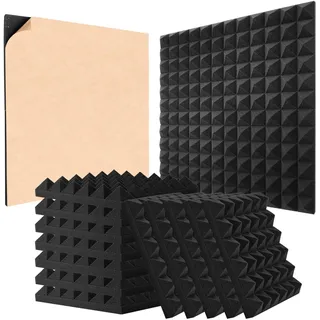 VEVOR Akustikschaumstoff Akustikpaneele 48er-Set, 30x30x5cm, selbstklebende schalldichte Pyramidenwandplatten, Akustikplatten, Akustikschaumstoff-Matten für Studiowände und -decken, schwarz