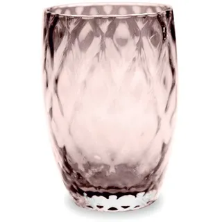Zafferano Losanghe Tumbler, Wasserglas Trinkglas grau, handgefertigt mit Rautenmuster mundgeblasen (Amethyst)