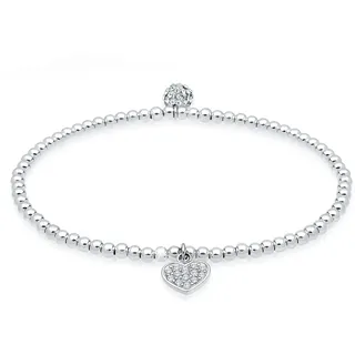 Armkette ELLI "Armband Herz Symbol Kristalle 925 Silber" Gr. 170, weiß, Armbänder, Damen, 170, Silber 925 (Sterlingsilber), Armkette
