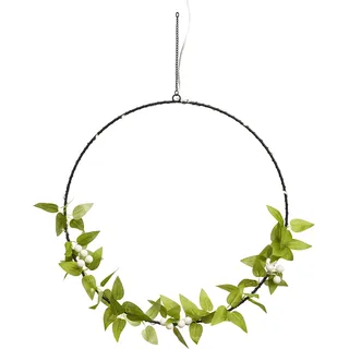 IC Winterworld LED Dekolicht »Weihnachtsdeko« 1 Stk. Warmweiß Beleuchteter Metall-Ring, mit Blättern beschmückt, Ø ca. 30cm, schwarz