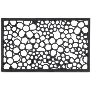 Relaxdays Fußabtreter Gummi Blumen wetterfest rutschfest Spezialnoppen, BxT: 75x45 cm, schwarz