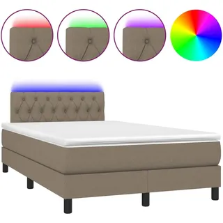 vidaXL Boxspringbett mit Matratze & LED Taupe 120x200 cm Stoff - Taupe