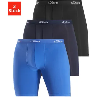 s.Oliver Langer Boxer »Boxershorts für Herren« Packung, 3 Stk. mit längerem Bein, blau