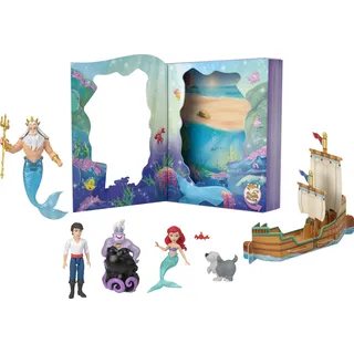 Mattel Disney Arielle Mermaid Doll Story Set mit 4 kleinen Puppen, 2 Tierfiguren & 1 Zubehör
