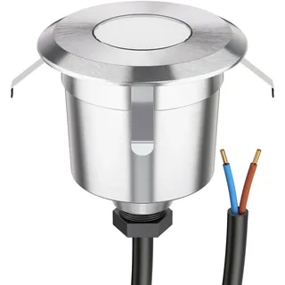 ledscom.de Bodeneinbaustrahler Edelstahl 60mm Ø 5,6 cm 1 Stück warmweiß