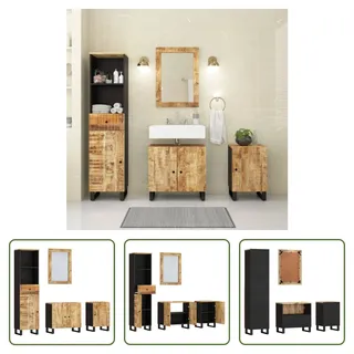 The Living Store 4-tlg. Badmöbel-Set Massivholz Mango - Braun