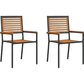vidaXL Garten Stapelstühle 2 pcs Braun und Schwarz - Braun