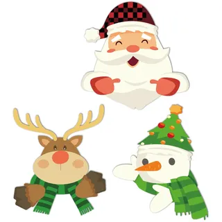 3 St Zaundekoration, Weihnachtsdekorationen für den Hof mit LED-Lichterketten Zaun-Gucker Weihnachtsschild für Draußen für Feiertage Garten Hof Rasen Dekor (Elch, Weihnachtsmann, Schneemann)