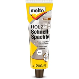 MOLTO Holz Schnell Spachtel, Zum Feinglätten von Holzuntergründen, Weiß, 200 g