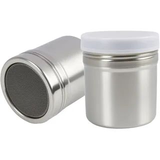 2 PCS Kakaostreuer für Cappuccino, Puderzuckerstreuer, Mehlstreuer mit Deckel, Puderzuckerstreuer & Mehlstreuer mit Deckel, Kakao Streuer fein, Mini Salzstreuer für Kaffee, Salz und Zucker
