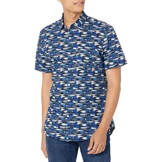 Amazon Essentials Herren Slim Fit Bedrucktes Kurzarmhemd aus 100% Baumwolle