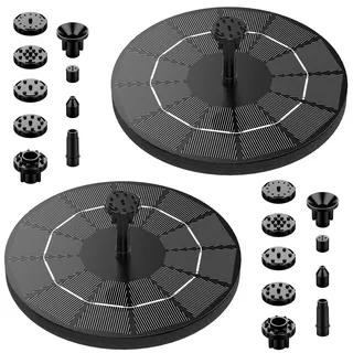 AISITIN 2PCS 3.5W Solarbrunnen für Draussen, Solar Springbrunnen mit Panel Eingebaute Batterie Wasserpumpe Schwimmender Fontäne Pumpe mit 10 Spritzeffekte für Garten, Vogel-Bad,Teich,Fisch-Behälter