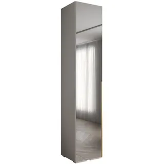 Abiks Möbel Drehtürenschrank 236.7/50/47 1-türig , Weiß, Goldfarben , Metall , Nachbildung , 50x236.7x47 cm , Schlafzimmer, Kleiderschränke, Drehtürenschränke