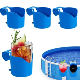 4 Stück Pool Getränkehalter, Pool Getränkehalter Poolrand für Schwimmbäder, Wasserbecher Hängehalter für Schwimmbecken, Whirlpool Getränkehalter Ohne Verschütten, Pool Zubehör für Getränke, Handy