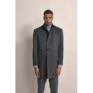 Kurzmantel BUGATTI, Herren, Gr. 27, grau (dunkelgrau), 46% Polyester, 36% Wolle, 9% Baumwolle, 6% Viskose, 3% sonstige Fasern, unifarben, slim fit, normaler Saum, Mäntel Kurzmantel, mit Stretchfunktion