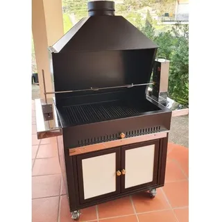 Holzkohlegrill mit elektrischem Drehspieß 97x70 - Schwarz