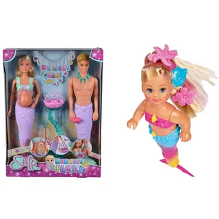 Simba 105733524 - Steffi Love Mermaid Family, Puppe als Schwangere Meerjungfrau mit Kevin als Meerjungmann, ab 3 Jahren & 105733318 - Evi Love Swimming Mermaid, Evi als Meerjungfrau, ab 3 Jahren