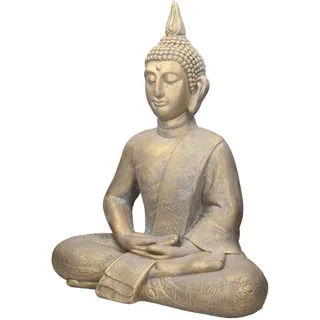 ECD-Germany Buddha Kopf Statue 63 cm , Bronzefarben , Kunststoff , 29x63x52 cm , Dekoration, Dekofiguren & Skulpturen, Buddha-Statuen