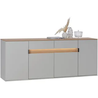 Dieter Knoll Sideboard , Eichefarben, Hellgrau , Holzwerkstoff , Asteiche , furniert , 6 Fächer , 2 Schubladen , 205.6x80x42 cm , Typenauswahl, Beimöbel erhältlich , Holzmöbel, Kommoden Holz, Sideboards Holz