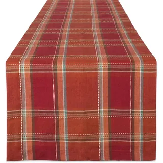 DII Autumn Pumpkin Spice Kitchen Collection Herbst/Thanksgiving Baumwolle Tischdekoration, Tischläufer, 35,6 x 183,9 cm, Orange Plaid