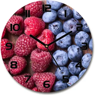Wanduhr aus Glas 30fi Glasbild Glasuhr Gehärtetes Glas - schwarze-zeiger - Forest fruits