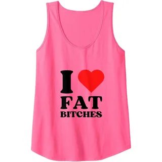 I Love Fat Bitches I Heart Fat Bitches Y2k Red Heart Tank Top, Damen, Neonrosa, L
