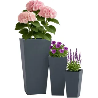 CLP Pflanzkübel 3er Set Anthrazit , Kunststoff , 62 cm , Dekoration, Blumen & Blumentöpfe, Übertöpfe