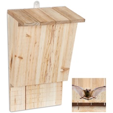 Relaxdays Fledermauskasten, großer Unterschlupf für Fledermäuse, aus unbehandeltem Holz, HxBxT: 34 x 22,5 x 13 cm, natur