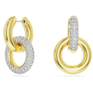 Swarovski Dextera Kreolen, Weiße und Vergoldete Damenohrringe mit Strahlenden Swarovski Kristallen