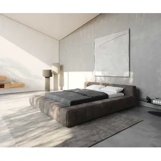 DeLife Polsterbettgestell Espazio 140x200 cm Mikrofaser Taupe Vintage mit Stauraum