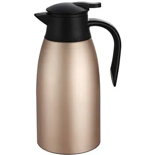 Isolierkanne 2L, Thermoskanne Edelstahl Doppelwandige Vakuumisolierung Kaffeekanne Teekanne Kaffee Topf für Tee oder Kaffee Druckverschluss hält Getränke 24h Kalt und Warm, Roségold