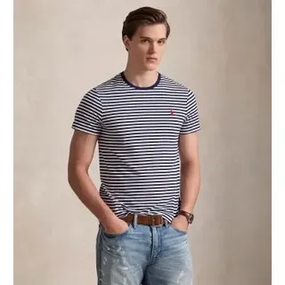 Polo Ralph Lauren für Herren. 710956828502 Marineblaues Custom-Slim-Fit-Strickshirt (XL), Lässig, Baumwolle, Kurzarm