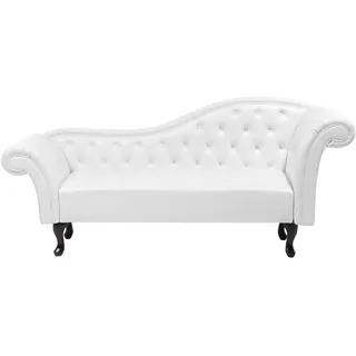 BELIANI Chaiselongue Rechtsseitig Weiß Kunstleder Glamourös Mit Zierkissen - Weiß, Schwarz