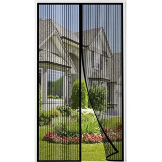 Magnetisches Fliegenhor mit Insektenschutz für Terrassentür, Balkontür, Kellertür, Wohnzimmer, magnetisches Fliegenvorhang, einfache Montage mit Klebeband ohne Bohren, schwarz - Schwarz