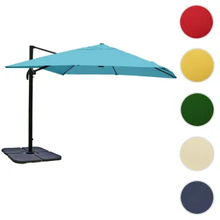 Gastronomie-Ampelschirm HWC-A96, Sonnenschirm, 3x4m (Ø5m) Polyester/Alu 26kg ~ türkis mit Ständer, d