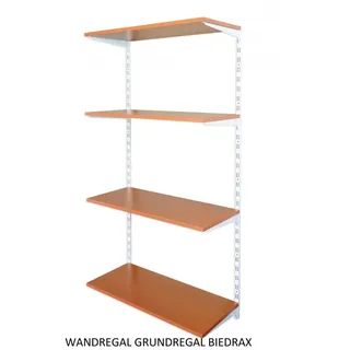 Biedrax Wandregal - Grundregal 50 x 60 x 150 cm, Farbe weiss - 4 Fachboden Kirsche