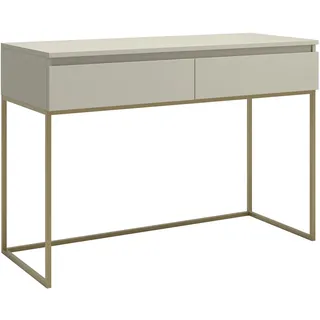 Selsey Schreibtisch Computertisch Bürotisch Mit 2 Schubladen Metallrahmen 120 x 50 x 80 cm Taupe Mit Goldenen Beinen