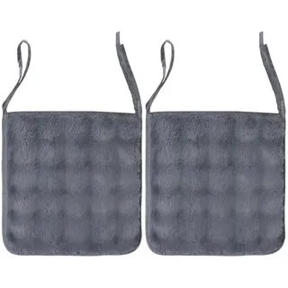 LY4U Packung mit 2 Stuhlkissen - 45x45cm Premium Soft Plüsch Fleece Sitzpolster mit rutschfest Rückenlehne und Verstellbaren Gurten - Warmer Komfort zum Essen, Büro, Rollstuhl