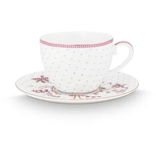 Pip Studio Jolie Dots Gold Pink Tasse mit Untertasse 280ml