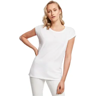 Build Your Brand Damen T-Shirt Ladies Extended Shoulder Tee, lang geschnittenes T-Shirt für Frauen, Baumwolle, White, S