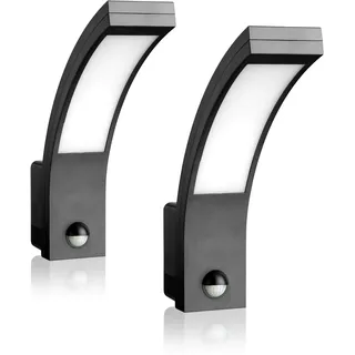SEBSON LED Aussenleuchte mit Bewegungsmelder 2er Pack, Wandleuchte anthrazit, 15W, 1000lm, kaltweiß 5800K, IP65, Außenwandleuchte Sensor 9m / 140°