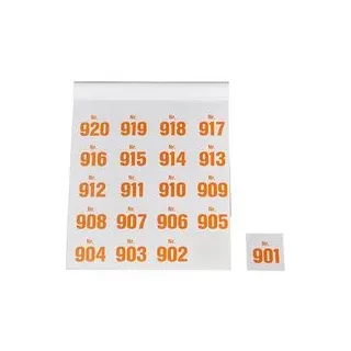 WOLF & APPENZELLER Klebenummern Zahlen, orange 20,0 x 24,0 mm, 100 Etiketten