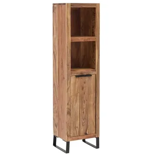 Woodkings Sydney Hochschrank I massiv Holz Regal Akazie hell I BxHxT: 31x125x25 cm I schmaler Badschrank für Ihr Badezimmer I