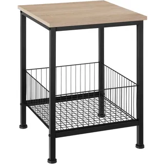 tectake Beistelltisch Grimsby, 40 x 40 x 55,5 cm, Industrial Holz hell, Eiche Sonoma , Naturfarben , Holzwerkstoff , Beton Optik , 40x55.5x40 cm , Wohnzimmer, Wohnzimmertische, Beistelltische