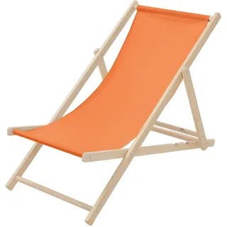 ECD-Germany Liegestuhl Orange , Holz , 57.5x83x100 cm , Gartenmöbel, Gartenliegen