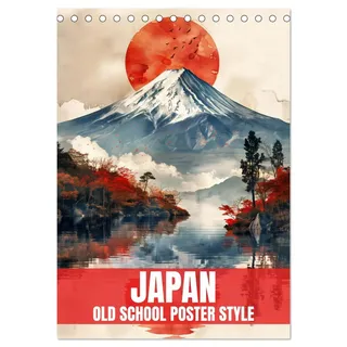 Japan - Old School Poster Style (Tischkalender 2026 DIN A5 hoch), CALVENDO Monatskalender: Eine Sammlung von Poster über Japan in Old School Style (CALVENDO Orte)